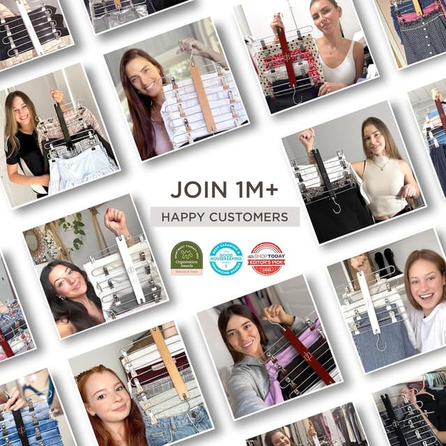 Detalle de MORALVE Skirt Hangers with Clips (European Beechwood) – Space-Saving 5-Tier Hanger, 2 Pack with 360° Swivel Hook