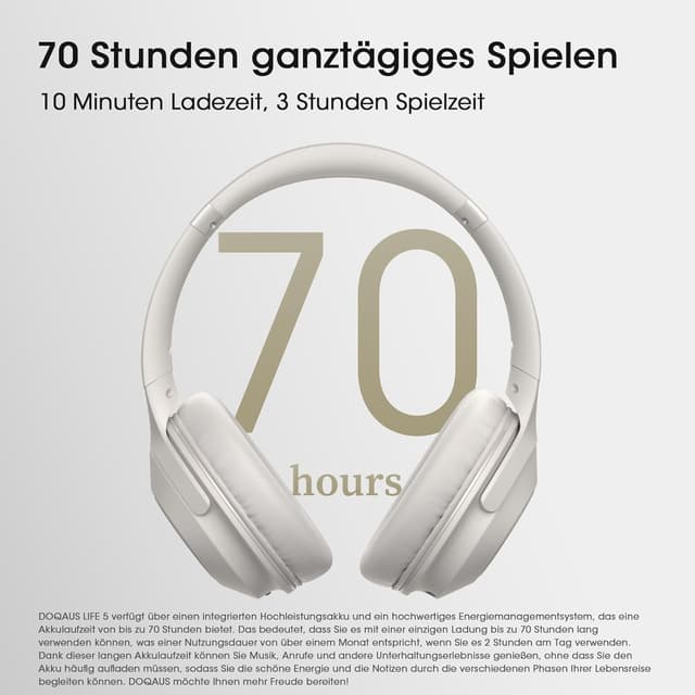 Detalle 2 de DOQAUS Bluetooth Over-Ear Kopfhörer 70 Stunden