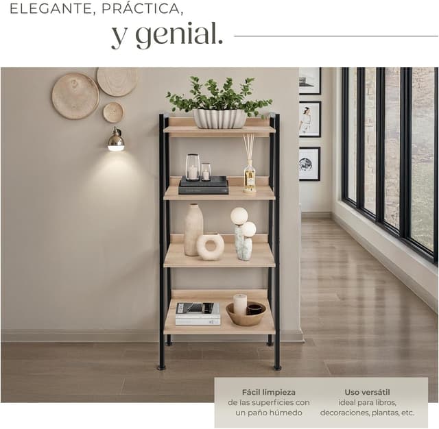 Detalle 2 de tectake Estantería libros madera acero 138 cm