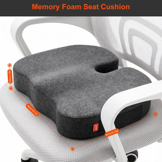 Detalle 2 de inaepeak Coussin en mousse à mémoire de forme gris clair pour chaise de bureau, voiture et maison