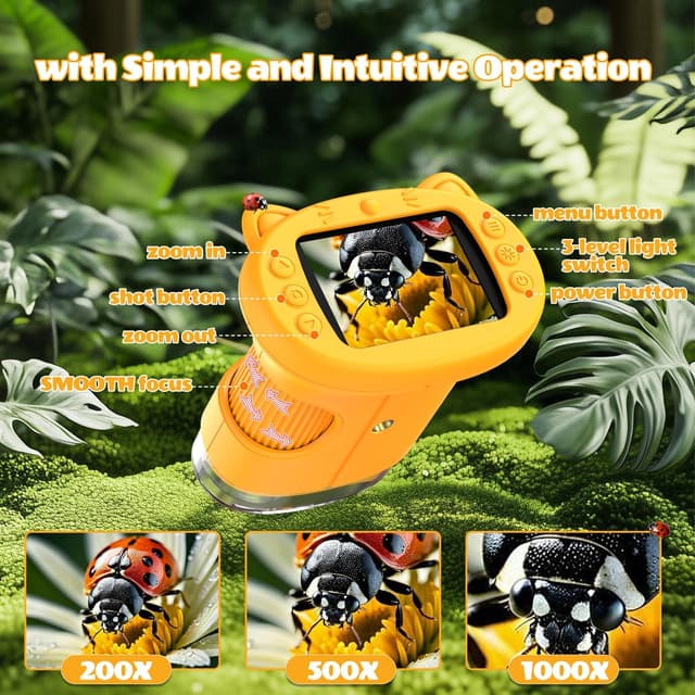 Thumbnail 5 de OAEBLLE Microscope Enfant 1000x avec écran 2,4″