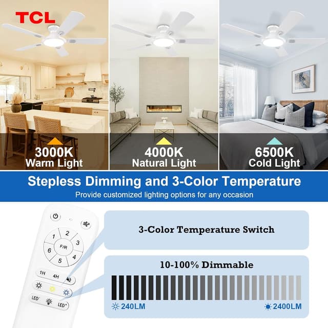 Thumbnail 4 de TCL 52" Low Profile Ceiling Fan with Light 🪄