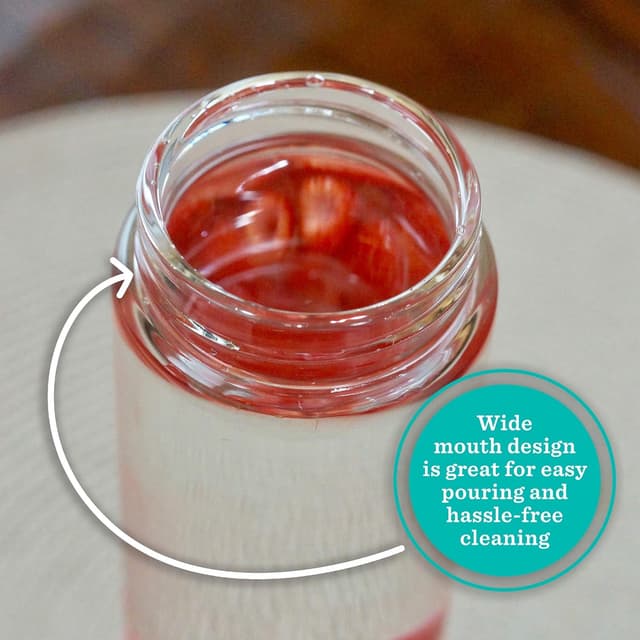 Detalle 2 de All About Juicing Juice Bottles (4-Pack) Wide-Mouth Borosilicate Glass Bottles with Leakproof Lids, 16oz