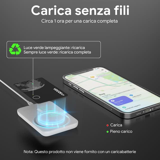Detalle 2 de VOCOlinc Air Card Tag (2 pezzi) tracker Bluetooth ricaricabile per portafoglio, bagagli e zaini