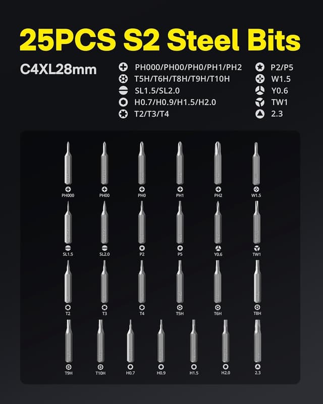 Detalle de HOTO 25-in-1 ADV Mini Electric Screwdriver (LED) with Precision Bit Set
