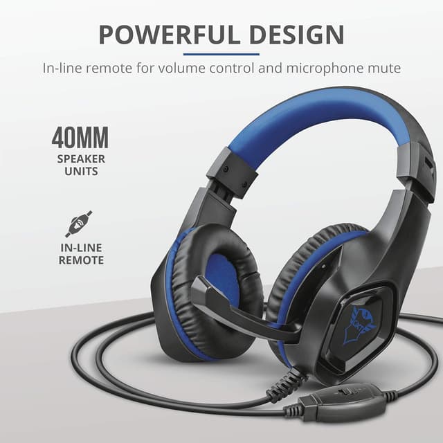Detalle de Trust Gaming Headset GXT 404B für PS4 & PS5 (blau) – kabelgebundene Kopfhörer mit abnehmbaren Mikrofon und 40-mm-Treibern
