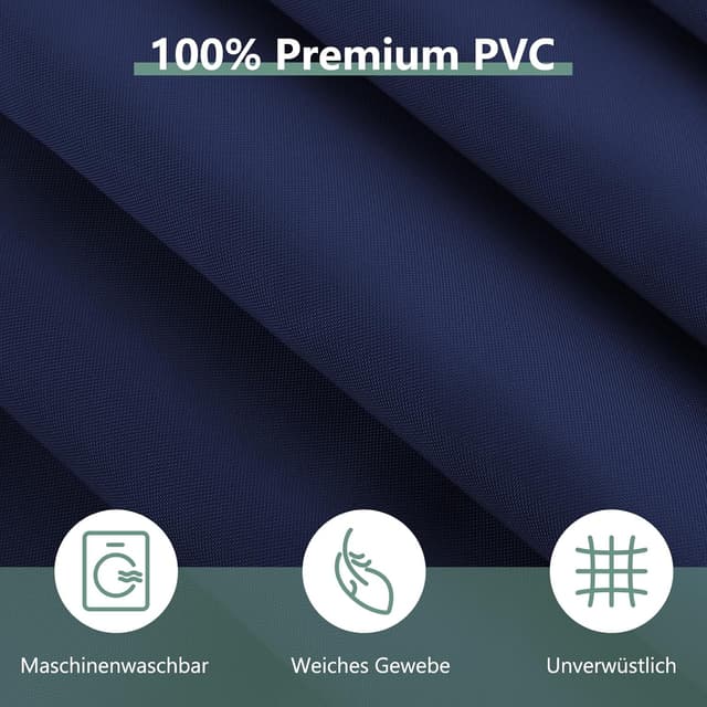 Detalle de REDKEY Duschvorhang 120x180 cm (Anti-Schimmel) mit 8 Haken, waschbar, wasserabweisend – Dunkelblau