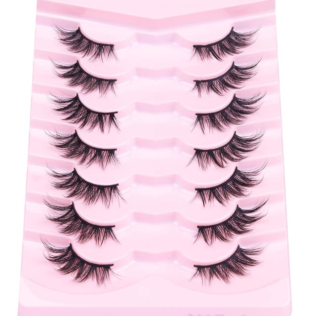 Detalle 2 de Fox Eye Half Lashes (Faux Mink) Wispy Cat Eye Strip Lashes, 20mm, 7 Pairs