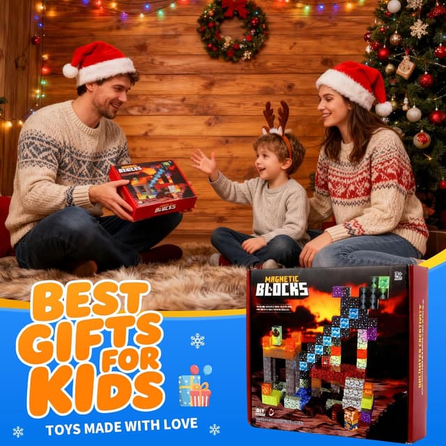 Thumbnail 6 de MEESHEEP 166-piece Magnetic Blocks set with light-up pieces (STEM Montessori style, age 3–10)