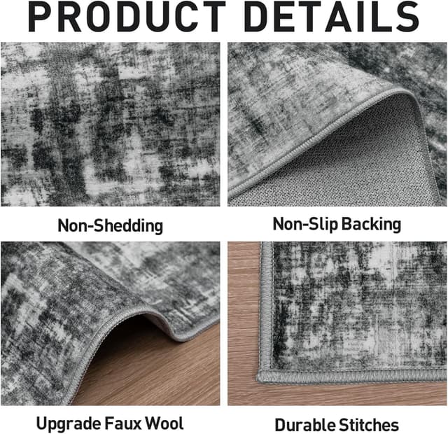 Thumbnail 4 de 10x14 Washable Modern Abstract Area Rug