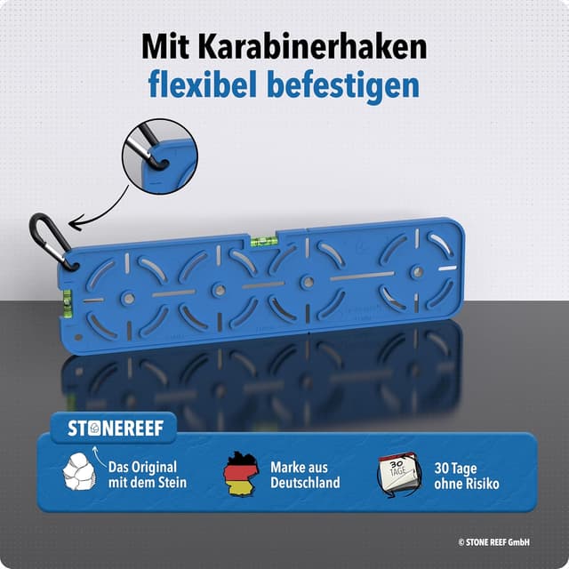 Detalle de STONE REEF Bohrschablone 71 mm / 91 mm mit Libelle – 4-Loch-Markierung für Unterputz-Dosen