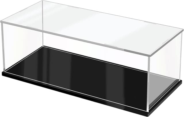 Detalle de JUJOMAT Schaukasten-Vitrine mit schwarzer Basis aus klarem Acryl, 55×25×18 cm