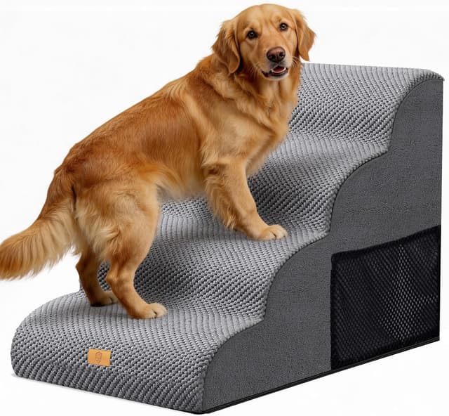 Detalle de Thihome Hundetreppe 4 Stufen 73×40×53 cm