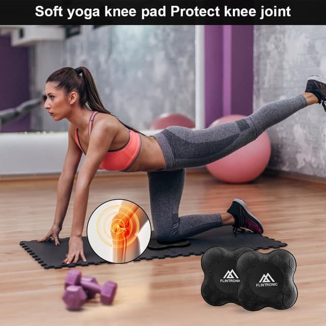 Detalle 2 de Flintronic Yoga Genouillère (2 pièces) en TPE – coussin d’appui antidérapant pour genoux, mains, poignets et coudes