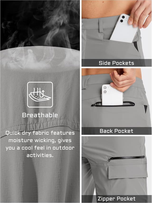 Thumbnail 4 de TACVASEN Men’s Quick-Dry Outdoor Cargo Shorts (No Belt) for Hiking, Golf & Work