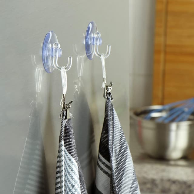 Detalle de com-four Portaventosa 20x con ganci in plastica trasparente, ganci multiuso per lucine e decorazioni (Ø 4 cm)