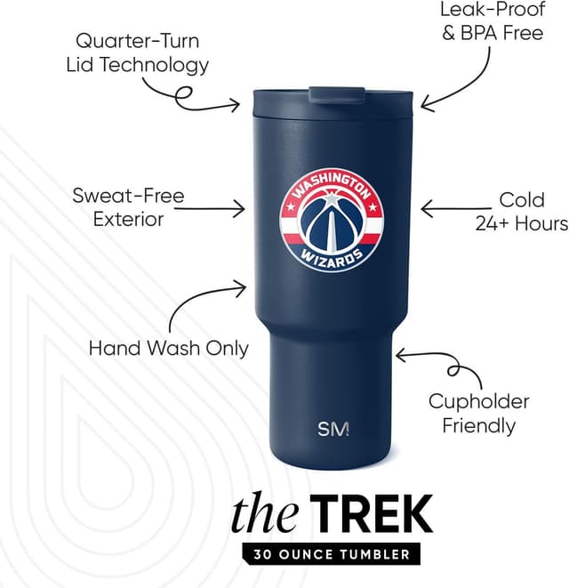 Detalle 2 de Simple Modern Officially Licensed NBA 30oz Tumbler (Flip Lid + Straws) — Trek Collection