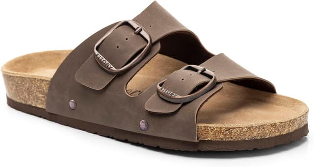 Detalle de FITORY Womens Flat Sandals with Cork Footbed, Open-Toe Slide Sandals (Adjustable, Slip-On)