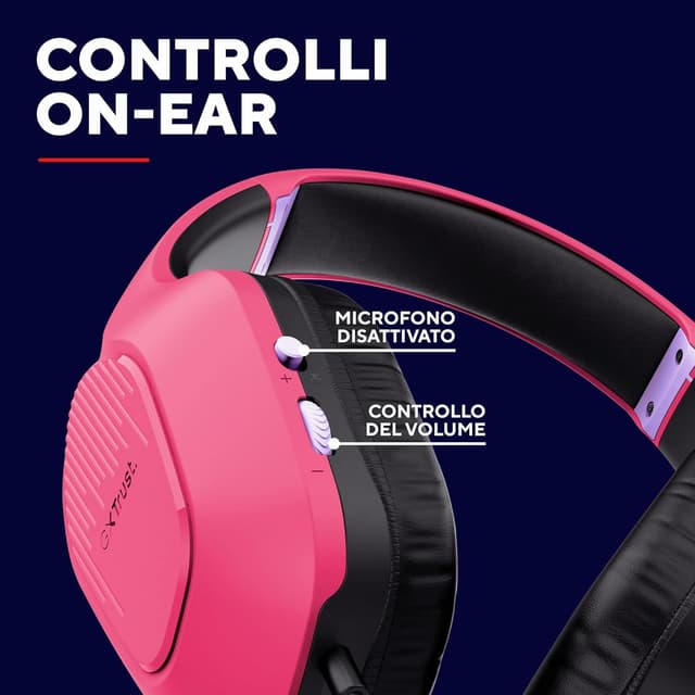 Detalle de GXTrust 418P Rayne cuffie gaming leggere con microfono, jack 3,5 mm, cavo 2 m (rosa) per PC, Xbox, PS4/PS5 e Switch