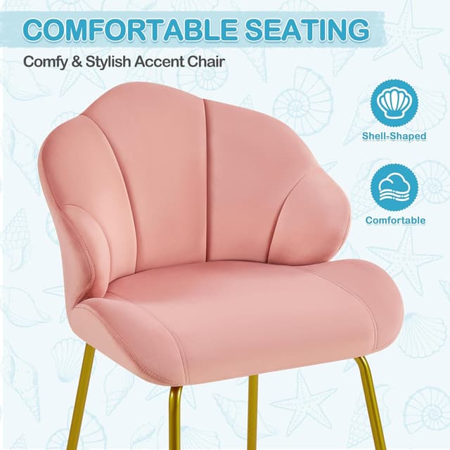 Thumbnail 4 de Yaheetech Silla concha dorada Rosa