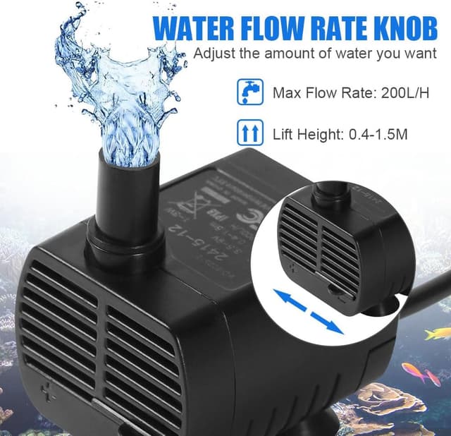 Detalle de flintronic Submersible Water Pump (USB, 200L/H) for aquarium, fish tank & hydroponics