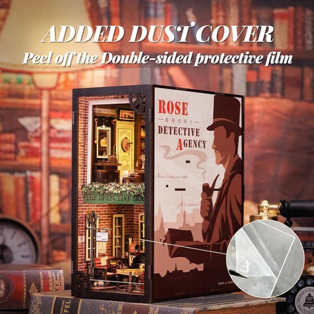 Detalle de Fsolis Book Nook Kit Rose Detective Agency — 3D Wooden Puzzle Miniature House for Adult DIY