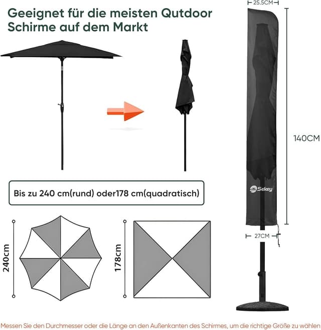 Thumbnail 5 de Sekey Funda para Parasol 200 cm, impermeable y UV ☂