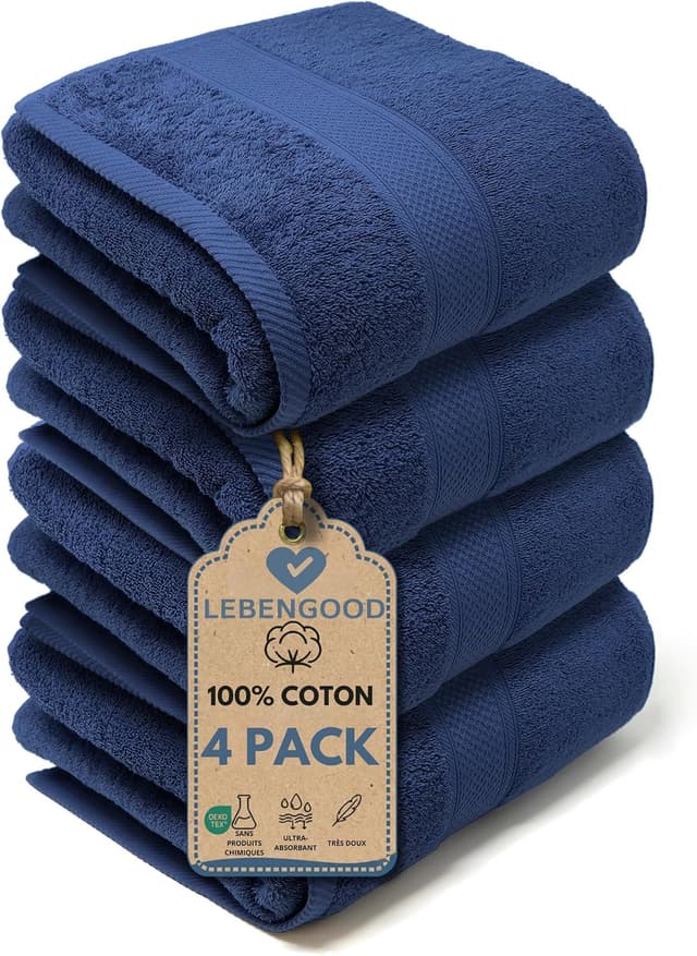 Thumbnail 6 de LEBENGOOD Lot de 4 serviettes 90x170