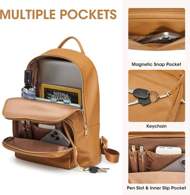 Detalle de Kattee sac à dos en cuir véritable pour femme