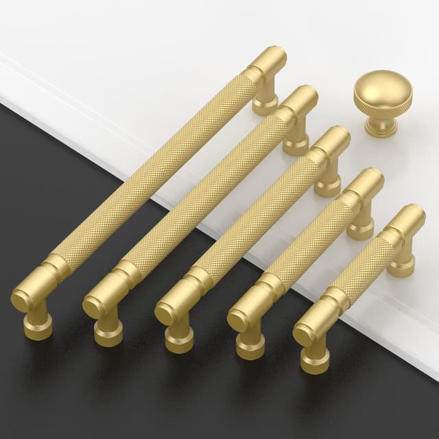 Detalle 2 de Amerdeco 10 Pack Gold knurled Cabinet Pulls (6.3 inch / 160mm hole centre) – AM032