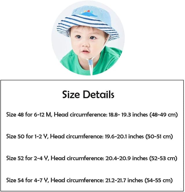 Thumbnail 6 de FUYAO Kids Cotton Bucket Hat with Dinosaur Embroidery, Adjustable Chin Strap & Wide Brim Sun Protection