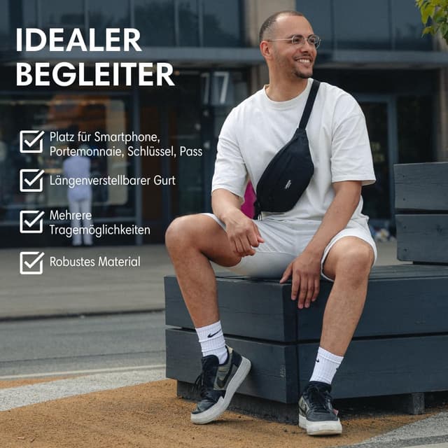 Detalle de LARKSON Bauchtasche für Damen & Herren Rosa „Ole“ – Wasserabweisende Hüfttasche für Sport, Outdoor & Stadt