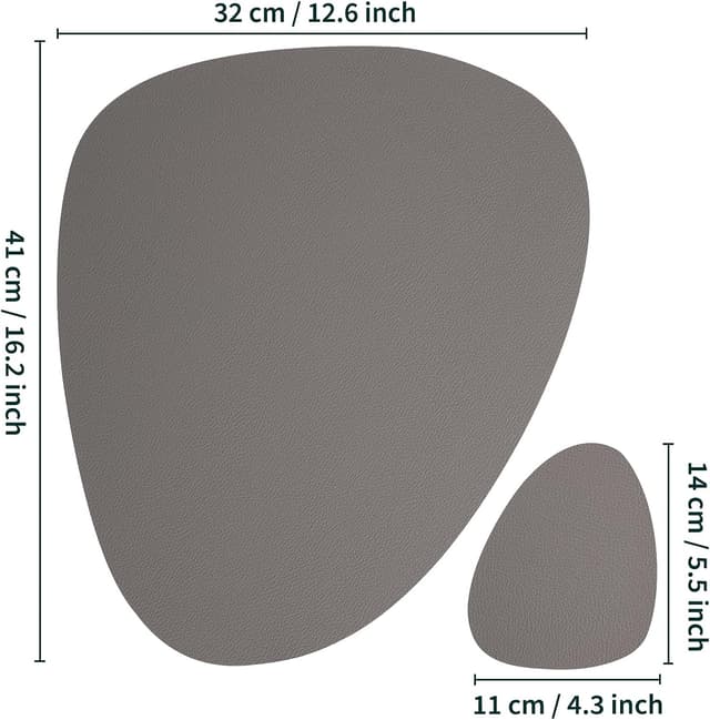 Thumbnail 6 de Myir JUN Tischsets aus Kunstleder im Doppelpack-Set (Grau/Rosa) inkl. Untersetzer, abwaschbar & rutschfest