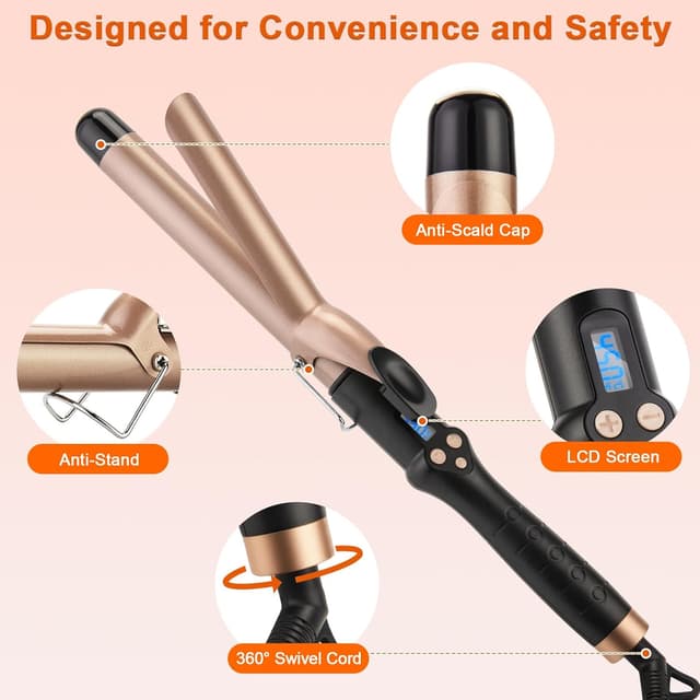 Detalle de 25mm tourmaline ceramic curling tongs