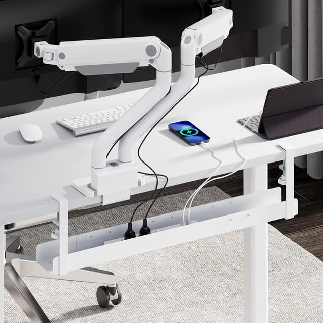 Detalle de Mimoke goulotte de câbles de bureau extensible 800 à 1200 mm (blanc) – montage par serrage