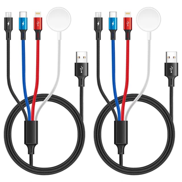 Detalle de MINLU 4 in 1 Multi USB Charging Cable with Magnetic Apple Watch Charger (1.2m, 2-pack)
