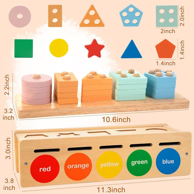 Thumbnail 6 de JUSTWOOD 2 in 1 Montessori Colour & Shape Sorter