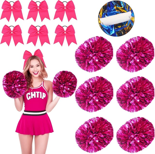 Thumbnail 4 de 12Pcs Metallic Cheerleading Pom Poms 10.6"
