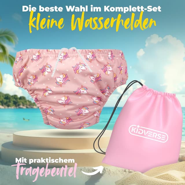 Detalle de KIDVERSE Schwimmwindel Baby Badehose (wiederverwendbar) ab 6 bis 12 Monate inkl. Tragetasche