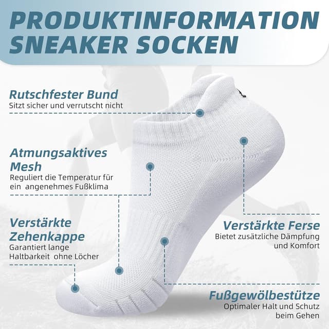 Detalle 2 de anqier Sneaker Socken 6 Paar Baumwolle