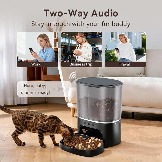 Detalle de 8L Smart Pet Feeder with Camera (1080p HD, Night Vision, 2-Way Audio) – 5GHz WiFi App Control