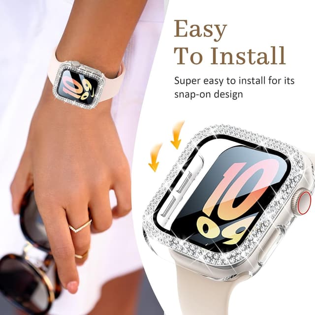 Thumbnail 6 de Newlibery Bling Watch Case with HD Screen Protector for Apple Watch 40mm (Series 6/5/4/SE/SE2/SE3) — Clear