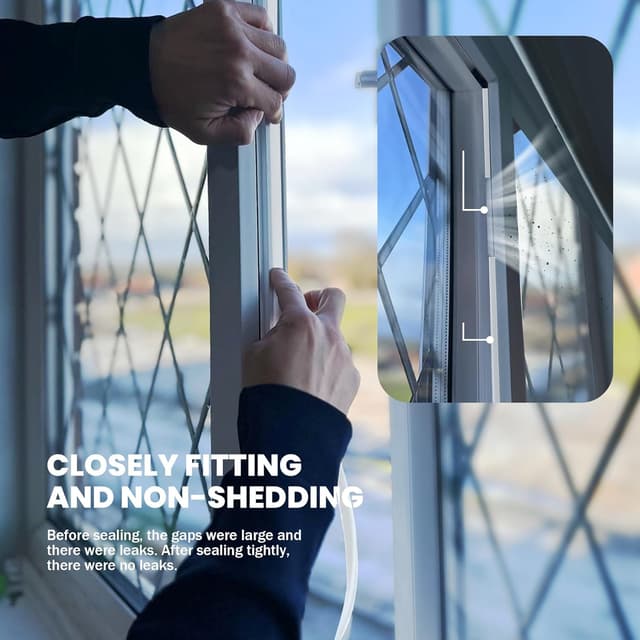 Detalle de HNNHOME Draft Excluder Brush Seal Strip (Self-Adhesive), 5m x 9mm x 5mm, White