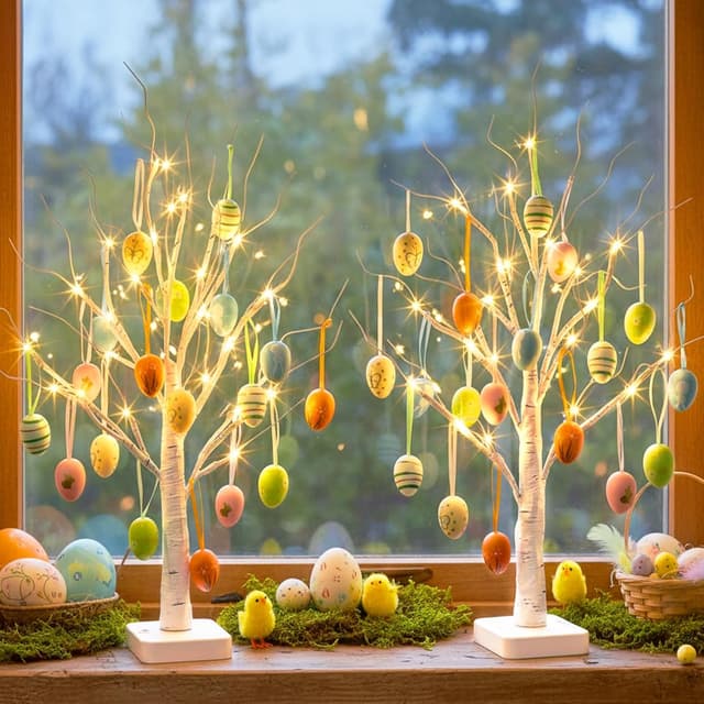 Detalle 2 de Eambrite Easter egg tree set of 2, 24 LEDs