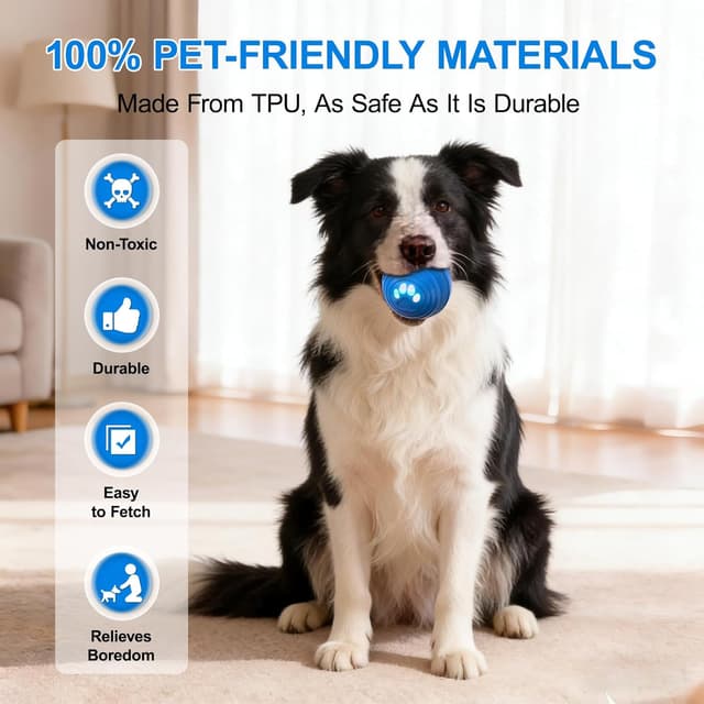 Detalle 2 de BIRDTOBR balle chien interactive E-TPU rechargeable en Type C, 3 modes