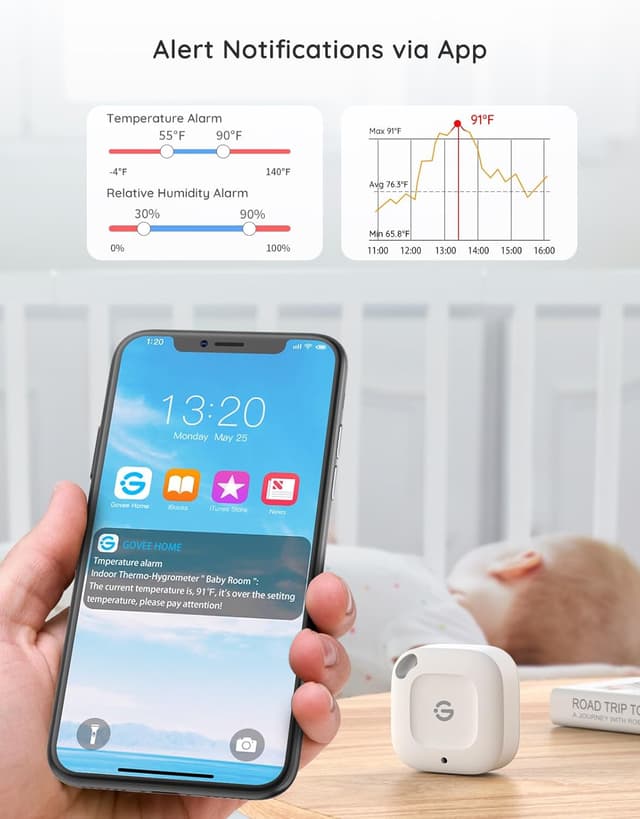 Detalle 2 de GoveeLife 262ft Bluetooth Thermometer Hygrometer with app notifications and 2-year data export