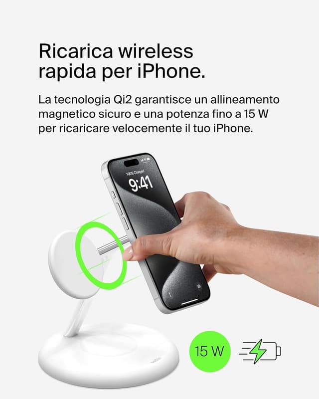 Detalle 2 de Belkin Supporto di Ricarica Wireless Magnetica 3 in 1 15W