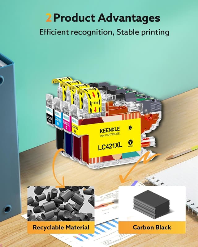 Detalle de KEENKLE LC-421 / LC421XL multipack cartucce compatibili per Brother (Nero, Ciano, Magenta, Giallo) 4-Pack
