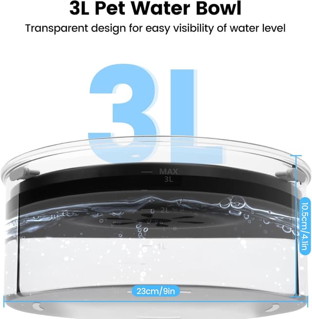 Detalle 2 de PETTOM Non Spill Dog Water Bowl 3L (Grey) – Splash-free, Slow Drink Design