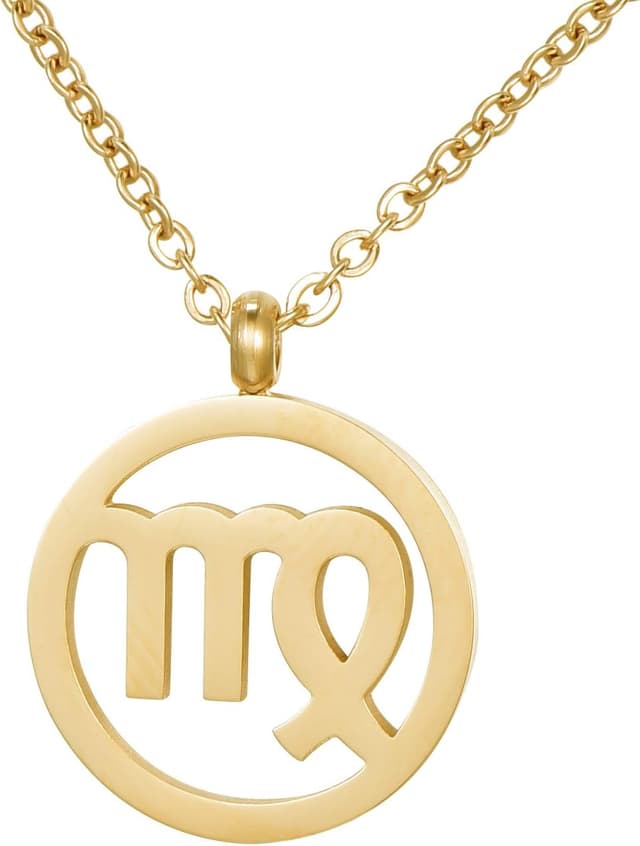 Detalle de Collana Morella da donna in acciaio inox oro con ciondolo segno zodiacale, in sacchetto di velluto